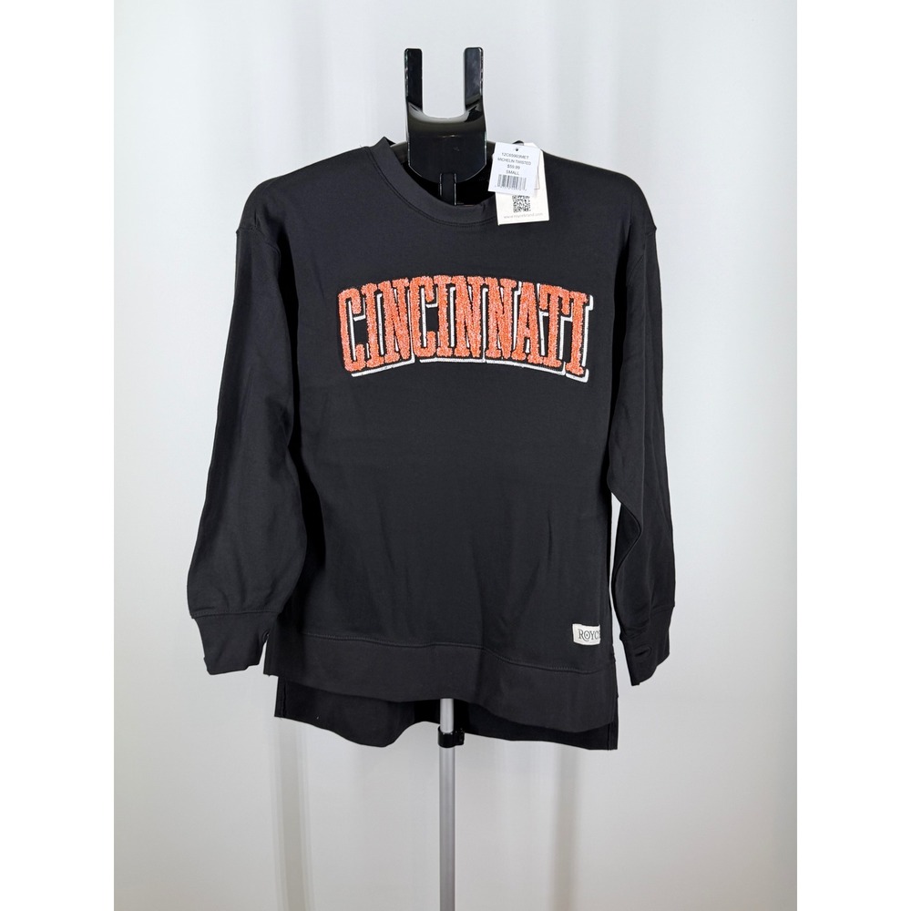 Royce Apparel Cincinnati Long Sleeve Shirt Black Orange Chenille Small NWT